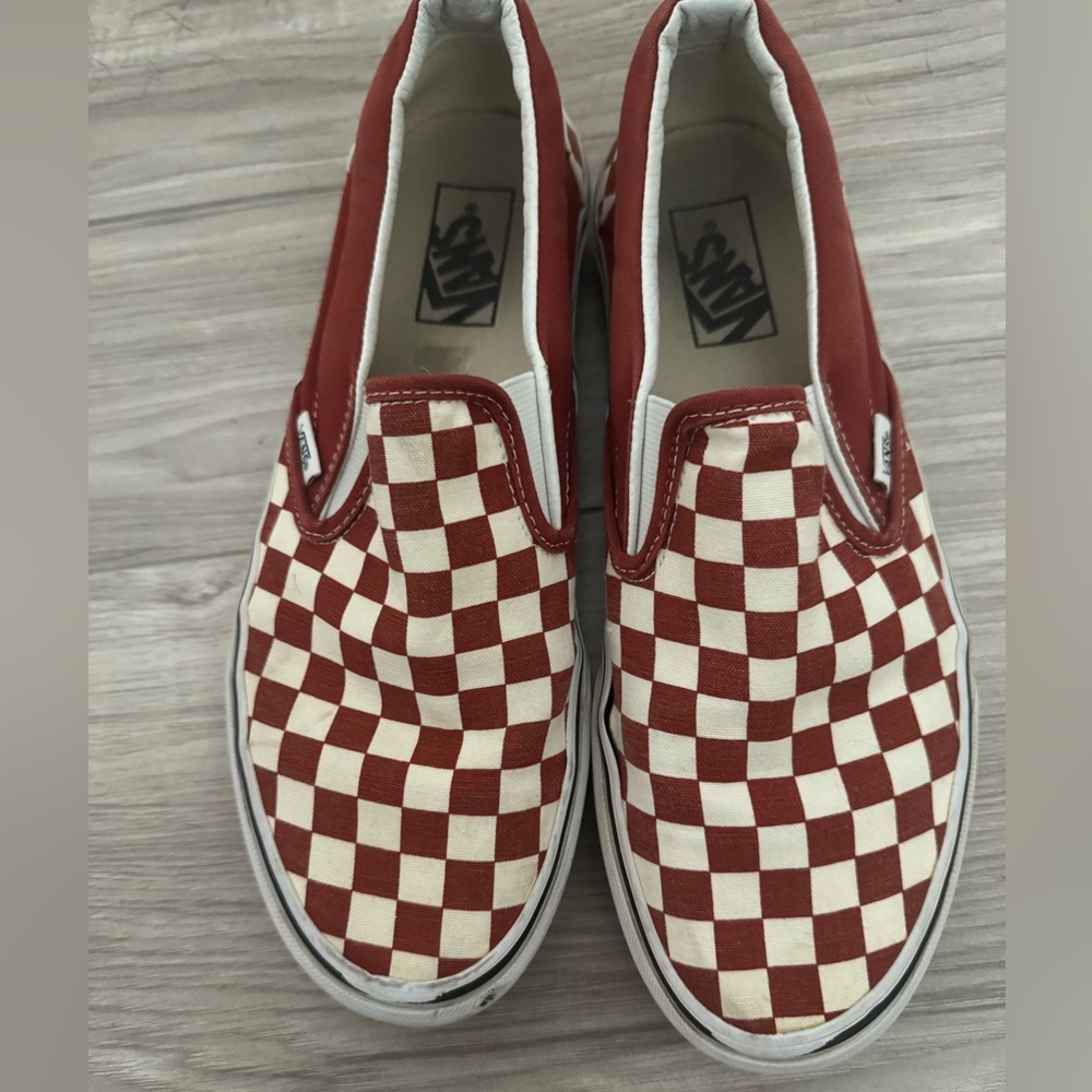 Vans Classic Slip-On Checkerboard Maroon and Cream